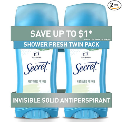Secret Shower Fresh invisible solid deodorant 2 pack