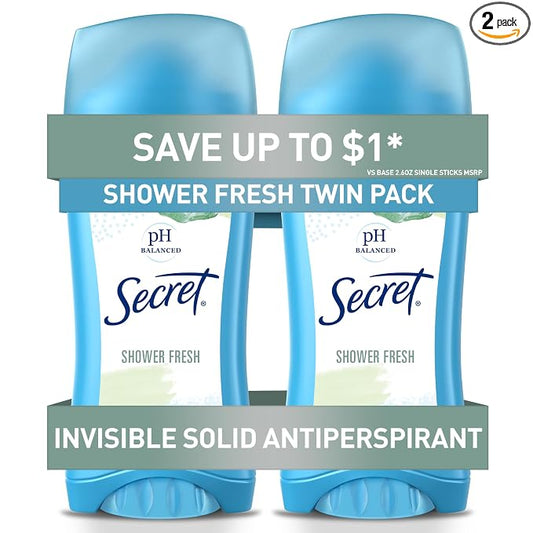 Secret Shower Fresh invisible solid deodorant 2 pack