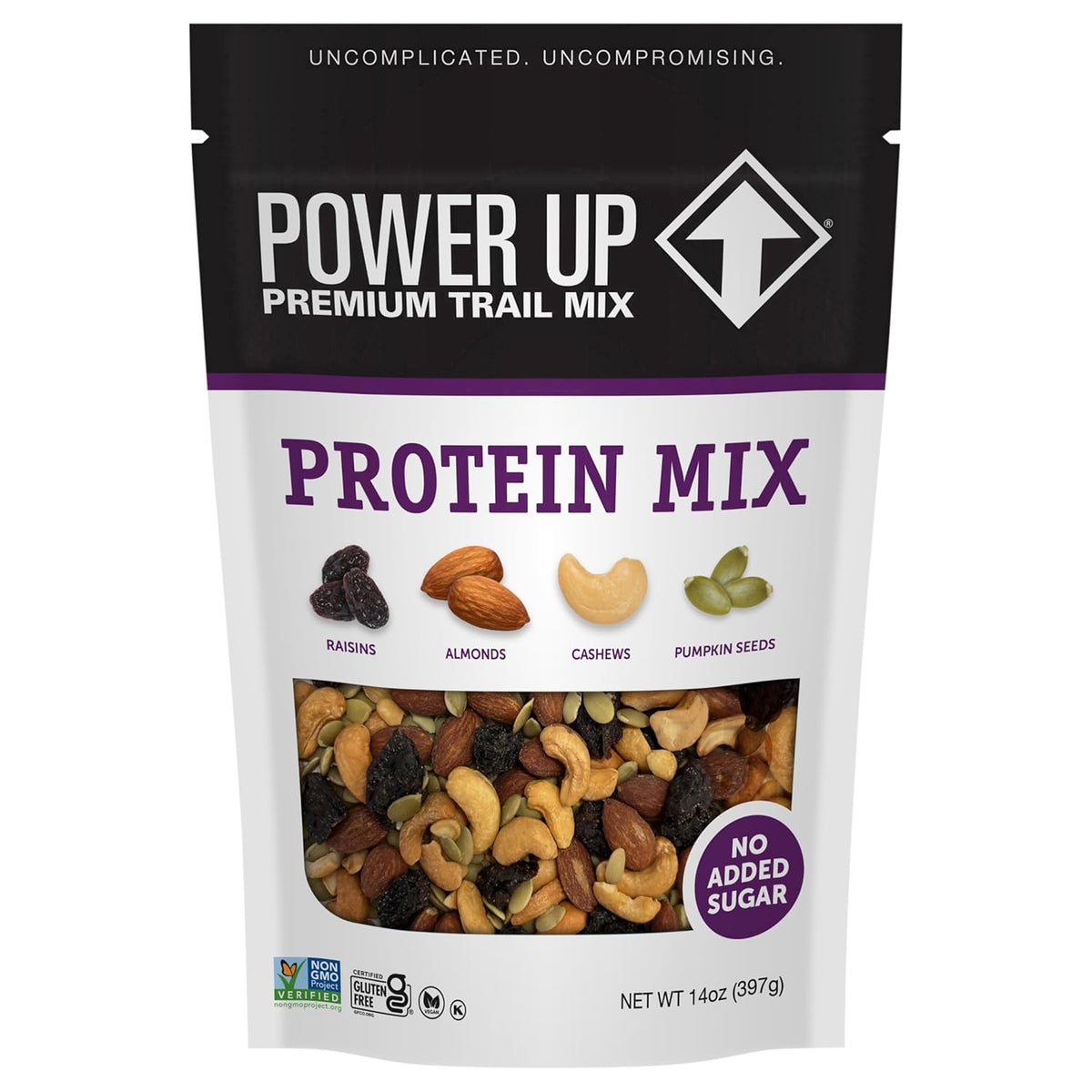 Protein packed trail mix with nuts seeds and raisins