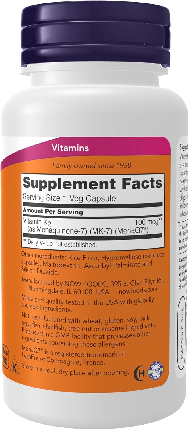 MK-7 Vitamin K-2 vegetarian capsules by NOW