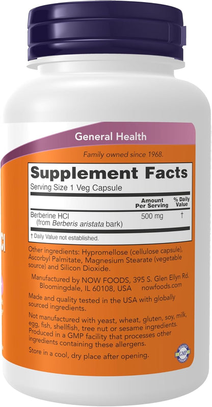 NOW Supplements Berberine 500 mg capsules packaging