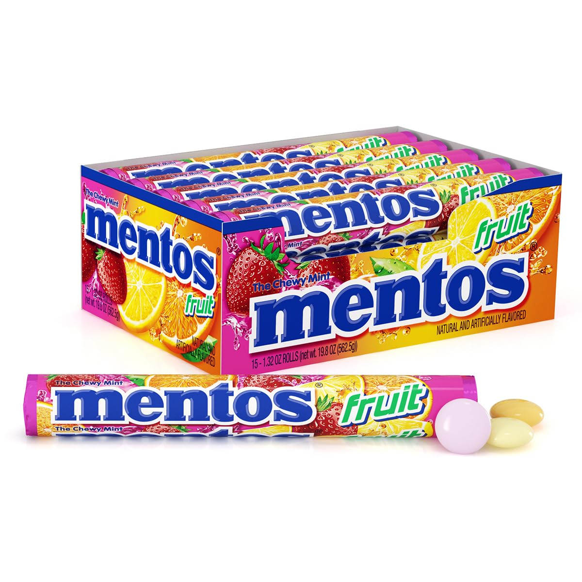 Mentos chewy mints with mixed fruit flavor