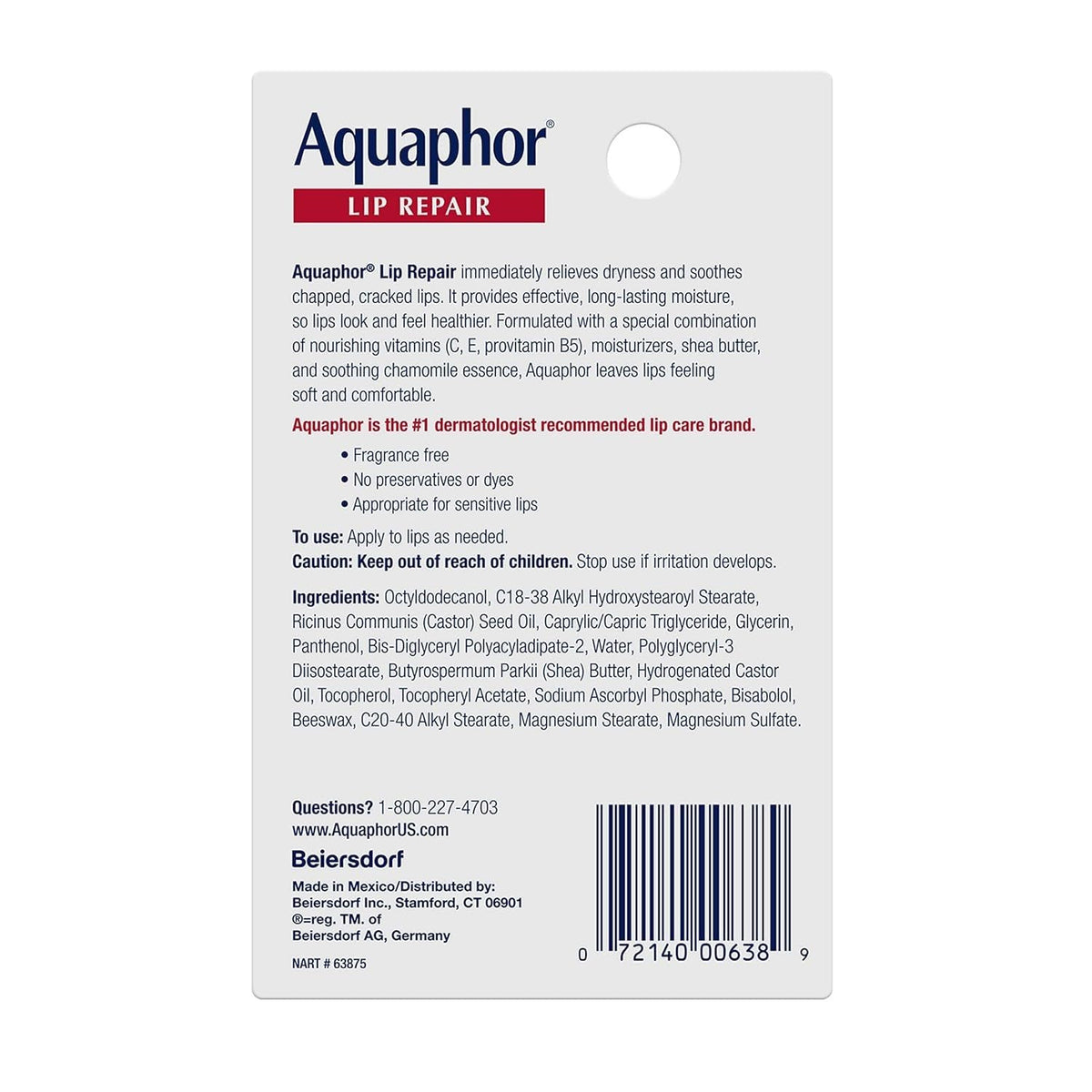 Aquaphor moisturizing lip ointment packaging