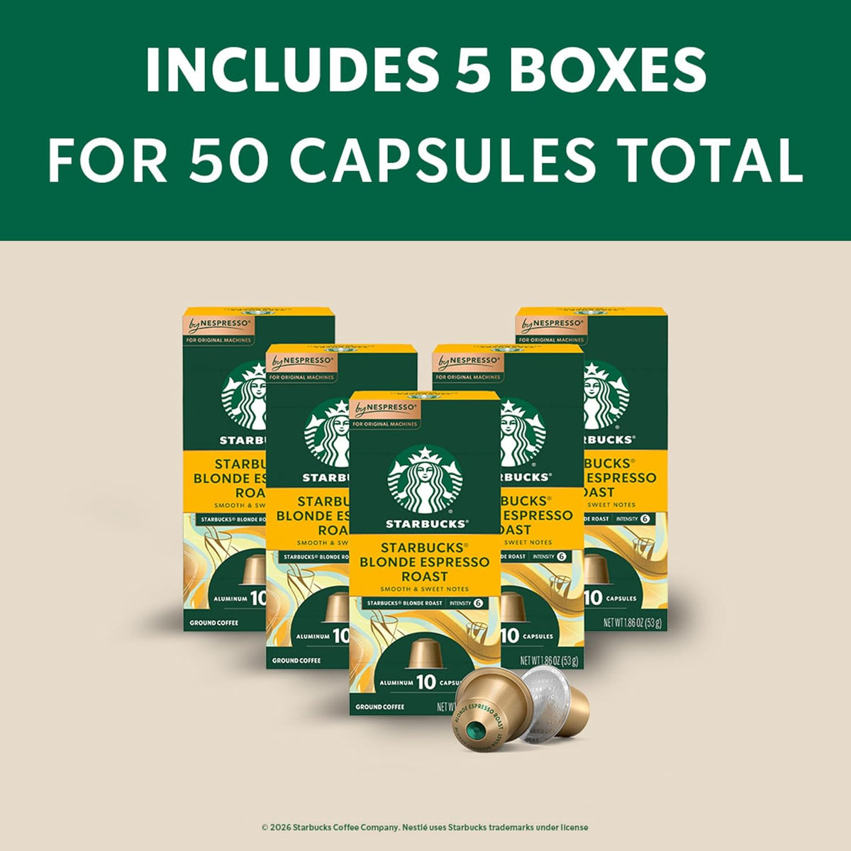 Light roast Starbucks espresso capsules for Nespresso machines
