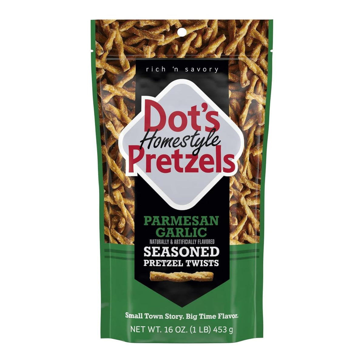 Dot's Homestyle Parmesan Garlic pretzel snack bag