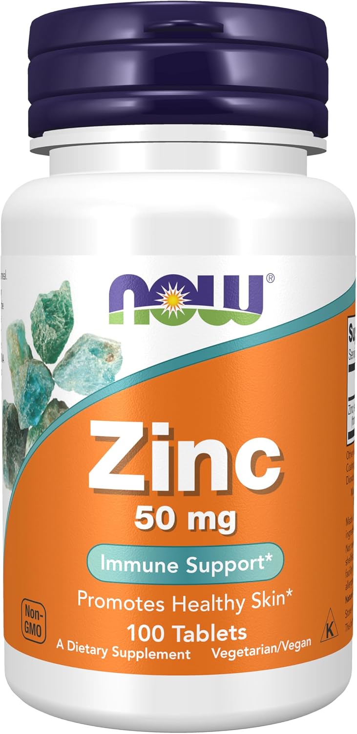 NOW Supplements zinc tablets 100 count bottle
