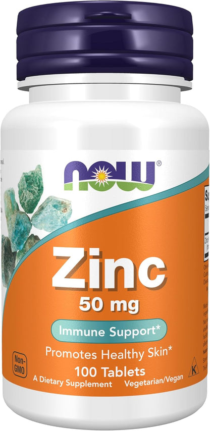 NOW Supplements zinc tablets 100 count bottle