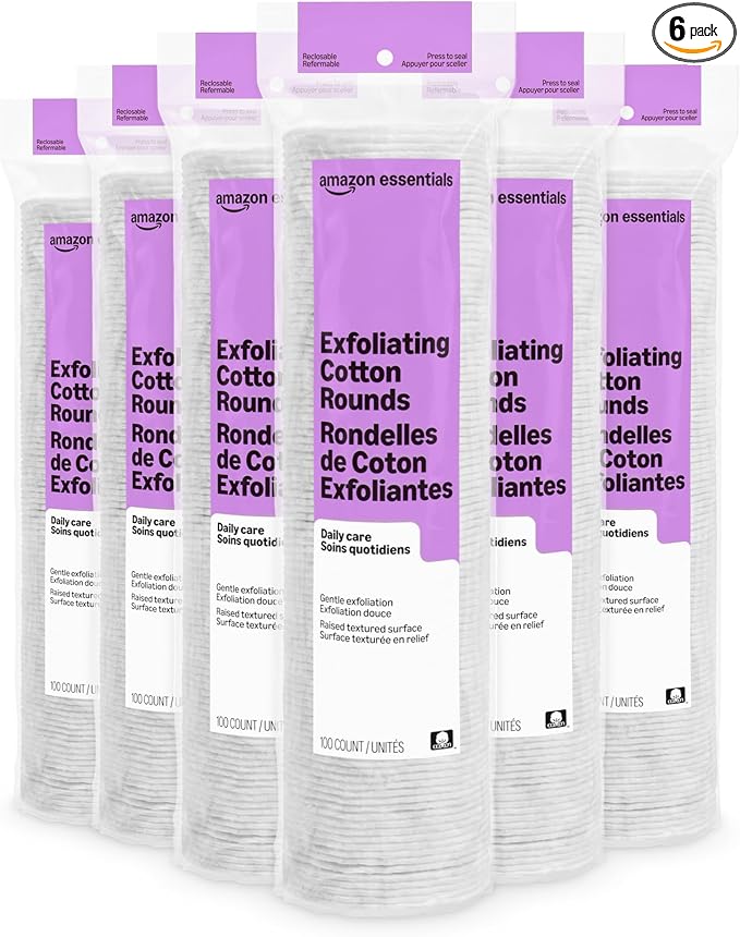 Amazon Essentials exfoliating cotton rounds, 600-count set
