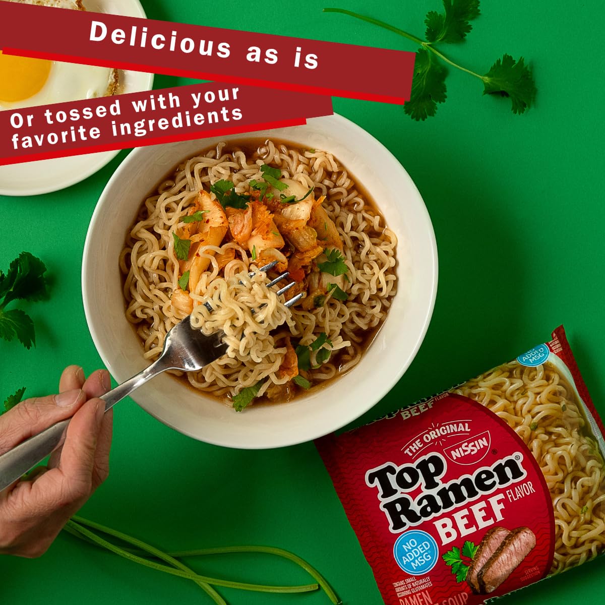 Packaged beef ramen noodles pantry staple