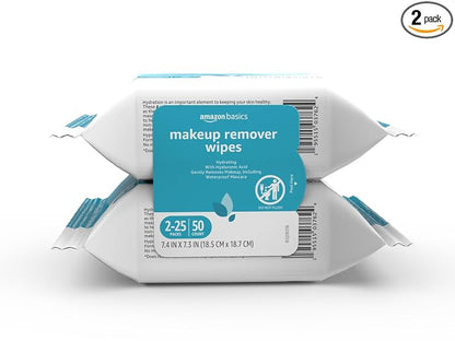 Amazon Basics hydrating makeup remover wipes 2-pack