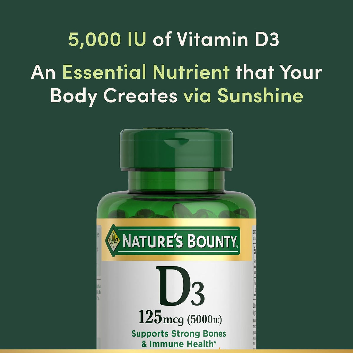 Non-GMO gluten-free Vitamin D3 softgel supplement