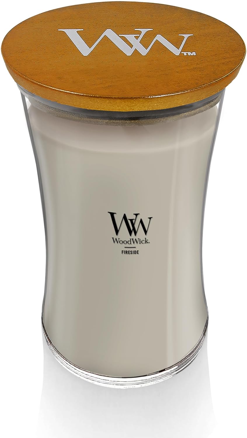 Large WoodWick Fireside hourglass jar candle