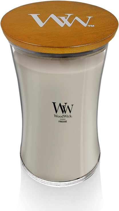 Large WoodWick Fireside hourglass jar candle