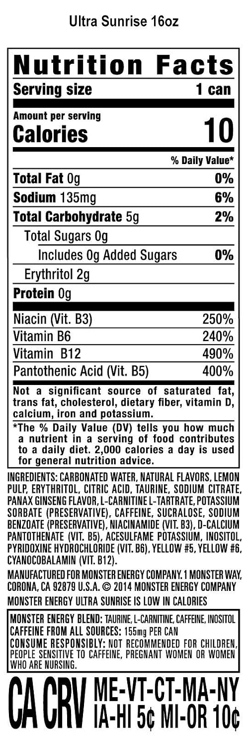 Monster Energy Ultra Sunrise refreshing energy drink