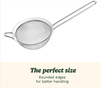 Stainless steel food strainers for rinsing and draining