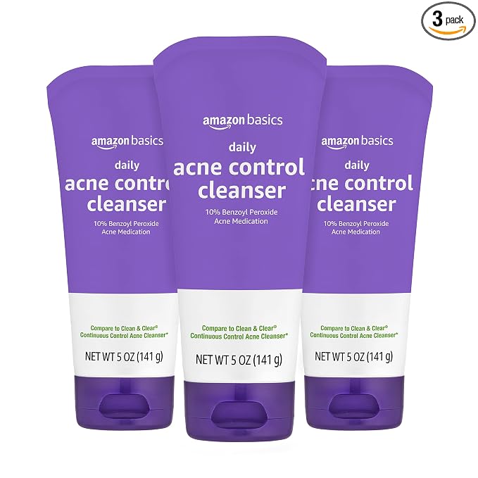 Amazon Basics acne treatment face wash 3-pack