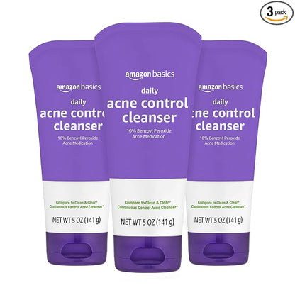 Amazon Basics acne treatment face wash 3-pack