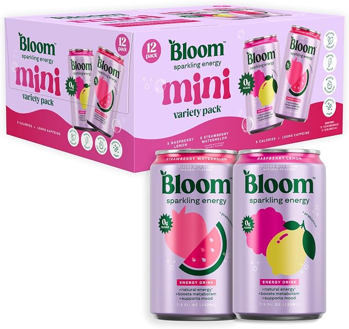 Bloom Nutrition sparkling energy drink minis 12 pack