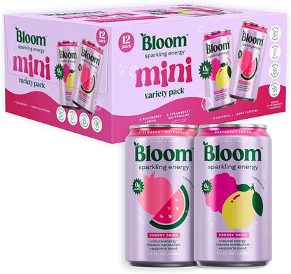 Bloom Nutrition sparkling energy drink minis 12 pack