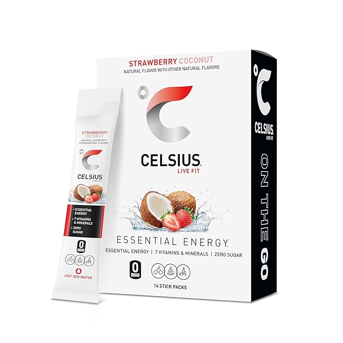 CELSIUS Strawberry Coconut sugar free energy drink mix pack