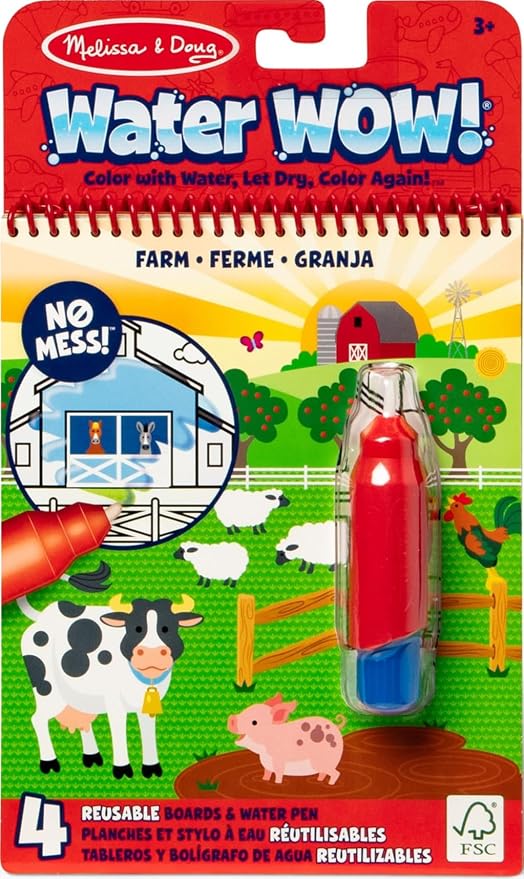 Melissa & Doug Water Wow farm reusable coloring book toy