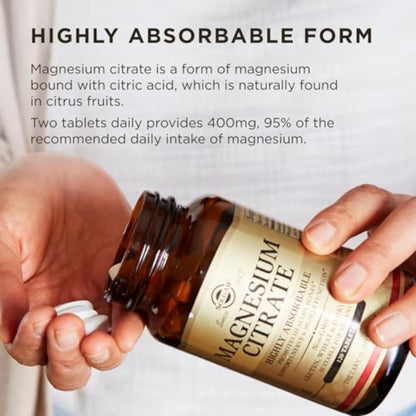 Solgar Magnesium Citrate mineral supplement bottle