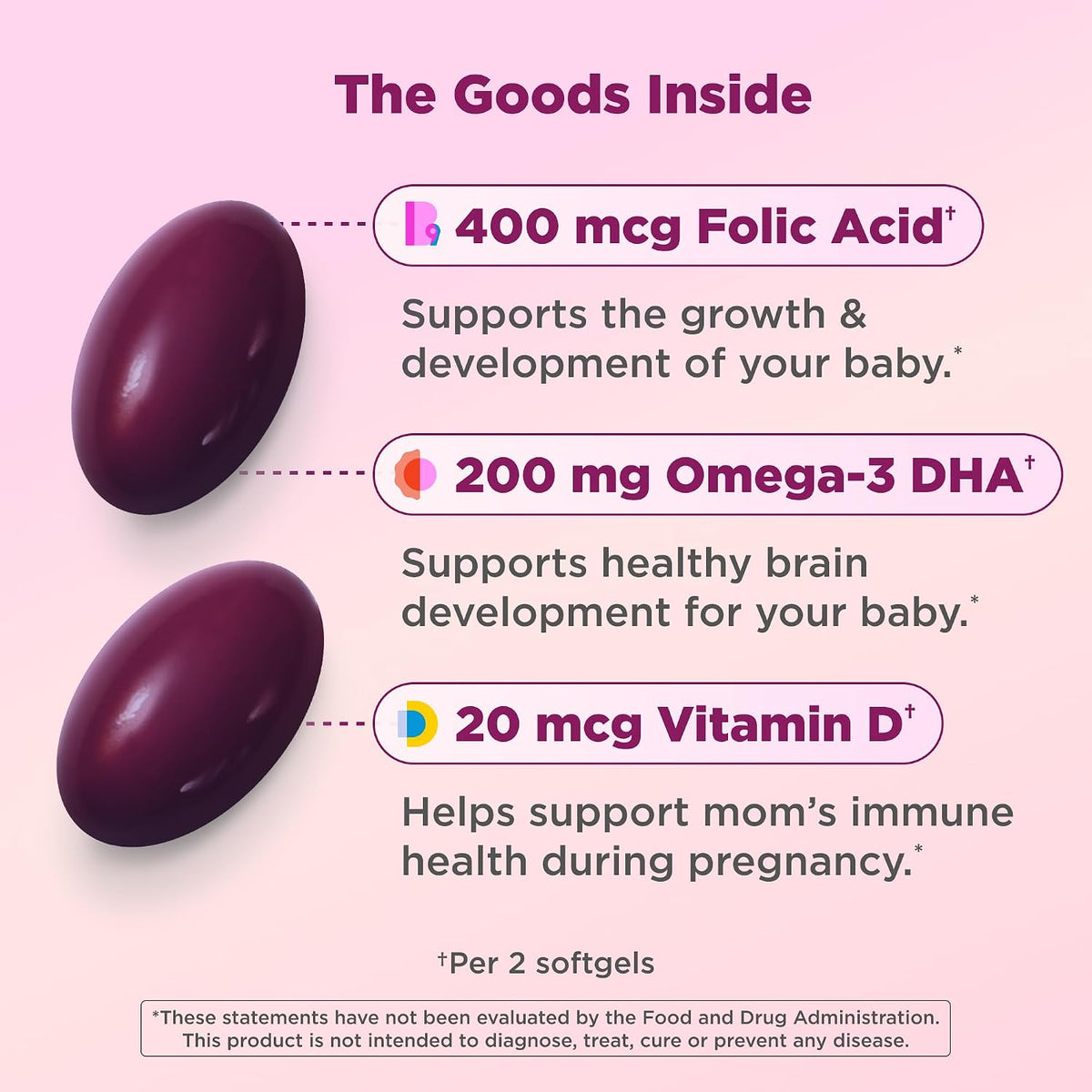 OLLY zero sugar prenatal multivitamin softgels