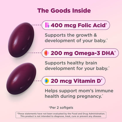 OLLY zero sugar prenatal multivitamin softgels