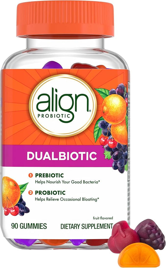 Align Dualbiotic prebiotic probiotic gummies bottle
