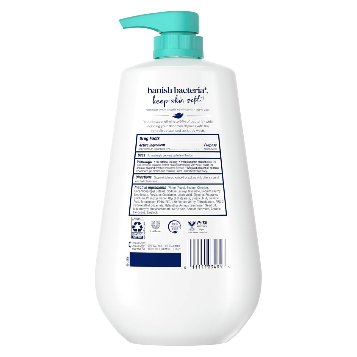 Dove body wash pump bottle for daily shower care