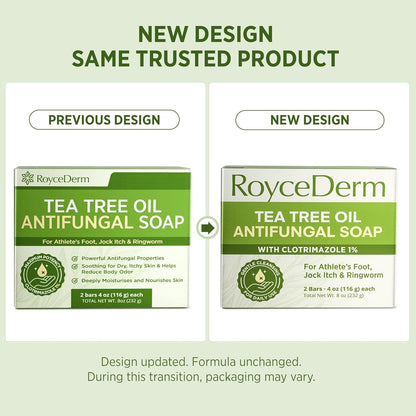 Visit the Roycederm Store — Roycederm Antifungal Bar Soap - Tea tree Oil Soap - Athlete’s Foot Treatment for Jock Itch & Ringworm - Medicated Antifungal Soap with Clotrimazole 1% - Tea Tree Oil Scent, 1 Pack