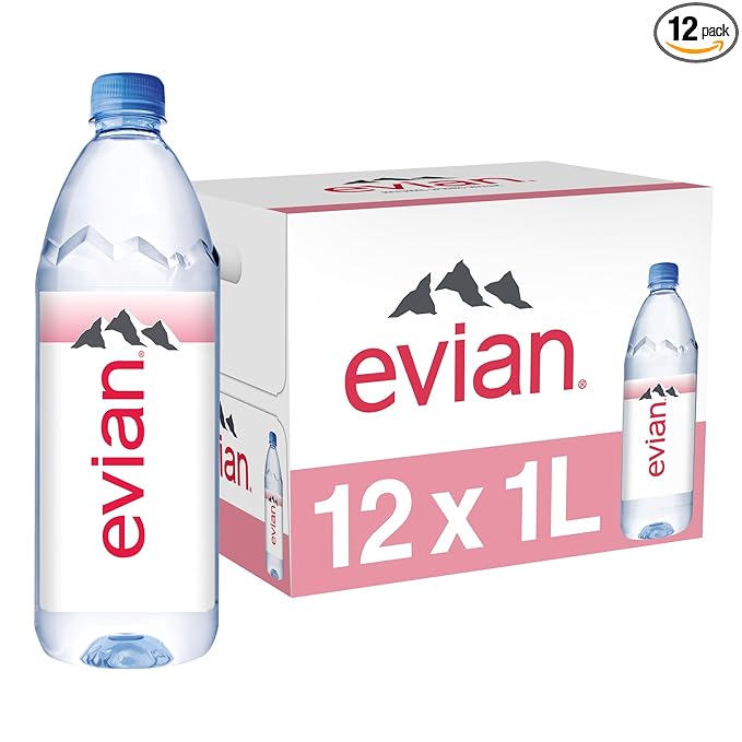 evian Natural Spring Water 1 L bottle 12 pack