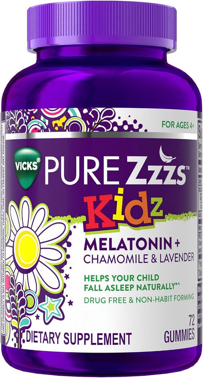 ZzzQuil Pure Zzzs kids melatonin gummies 72 count bottle