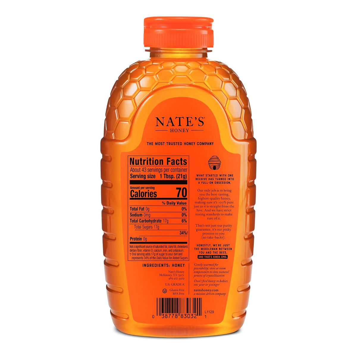 Raw unfiltered honey pantry sweetener in 32 oz bottle