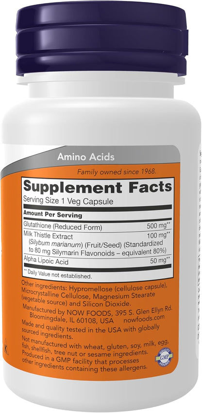 Glutathione capsules with milk thistle extract