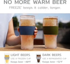 Double walled beer cooling cups with silicone grip