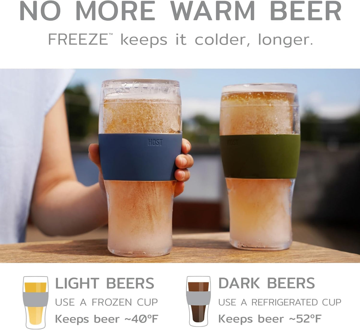 Double walled beer cooling cups with silicone grip