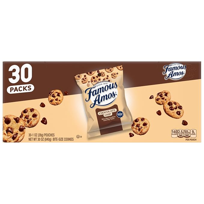 Famous Amos classic chocolate chip cookies 30 pack box