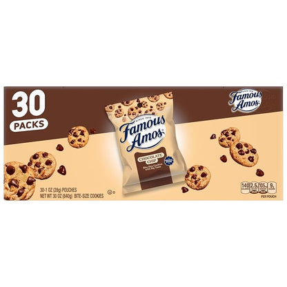 Famous Amos classic chocolate chip cookies 30 pack box