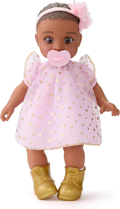 FAO Schwarz 14-inch cuddle baby doll with black hair
