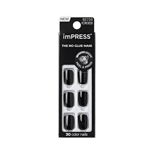 imPRESS black press-on nails kit with glossy finish