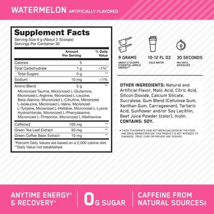 Zero sugar amino energy powder watermelon flavor