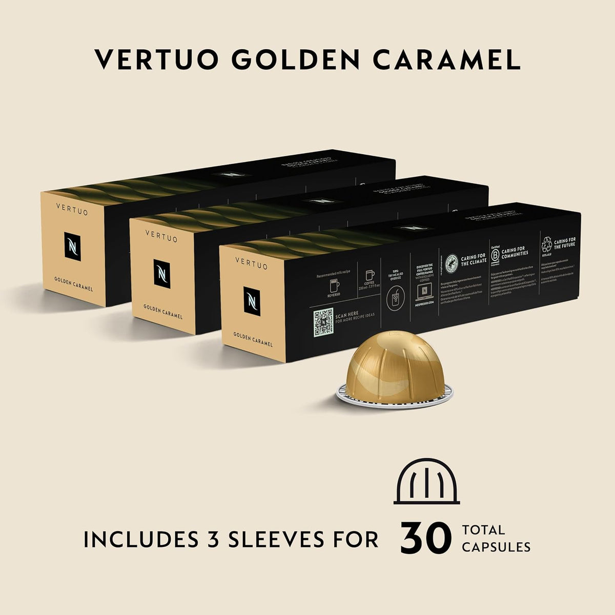 Nespresso Vertuo Golden Caramel Arabica coffee pods