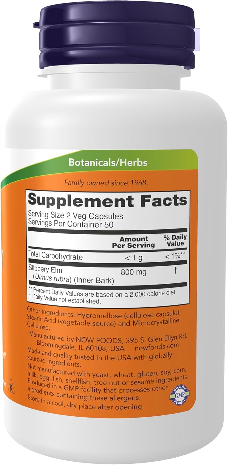 Slippery elm 400 mg herbal supplement front bottle