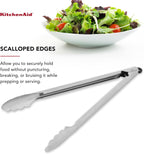 Locking KitchenAid stainless steel tongs for drawer storage