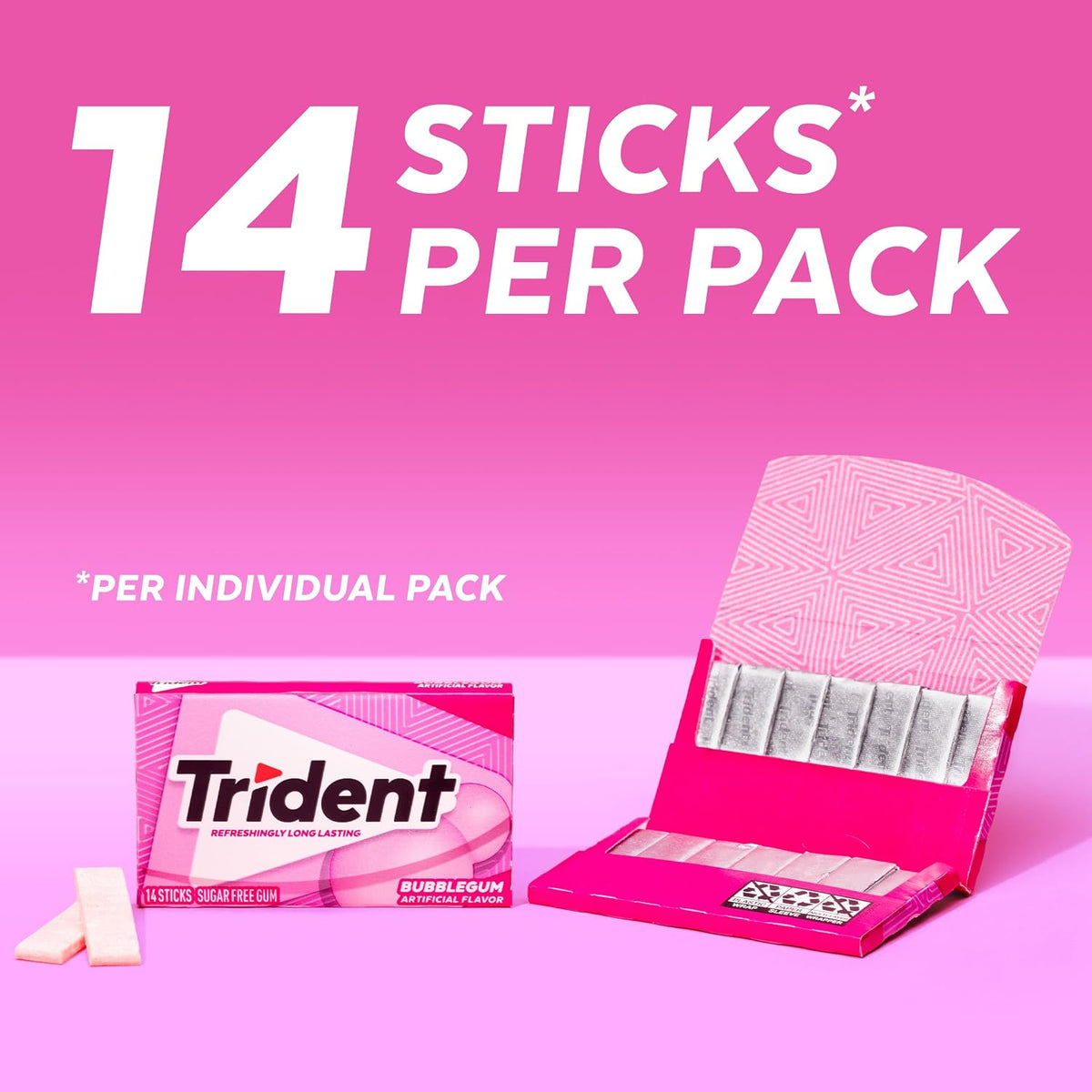 Bulk Trident Bubblegum Sugar Free Gum for office or home