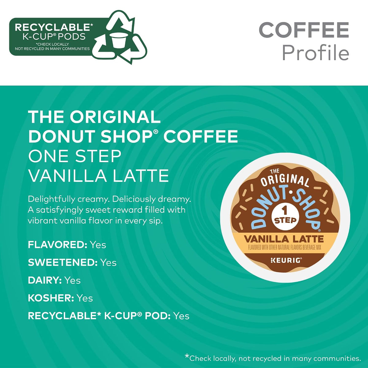 The Original Donut Shop creamy vanilla latte coffee pods