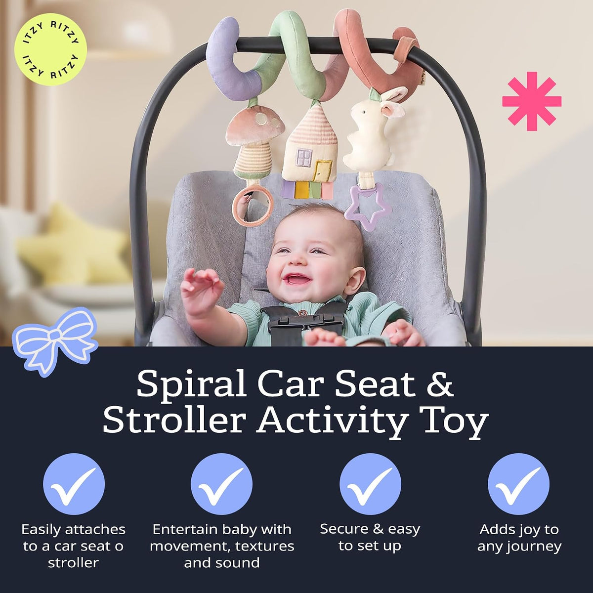 Pastel Rainbow Itzy Ritzy sensory travel toy