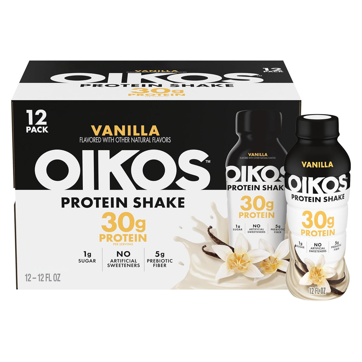 Oikos protein shake vanilla 30g protein bottle
