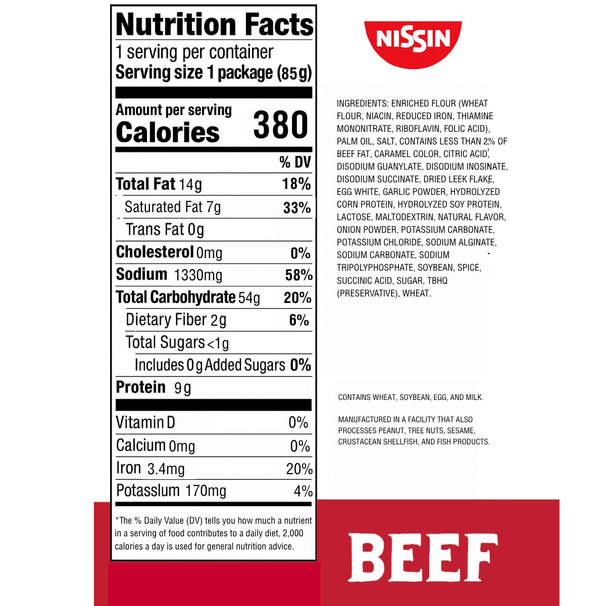 NISSIN Top Ramen 3 ounce beef flavor packs